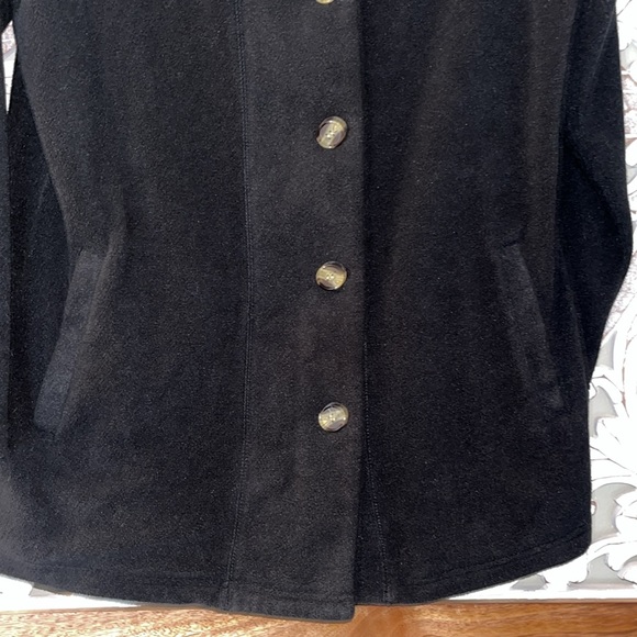 Blair Black Fleece Jacket Button Down Coat Full Zip/Button Women's Size M EUC - Picture 4 of 8